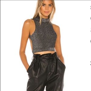 Superdown Black sparkle crop top